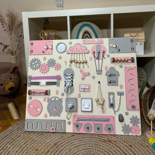 pink activity board for girl