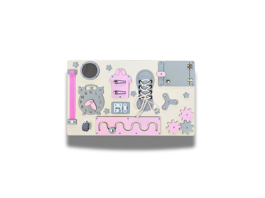 Pink Busy Board for toddlers 50x30 cm (19x12 inch)