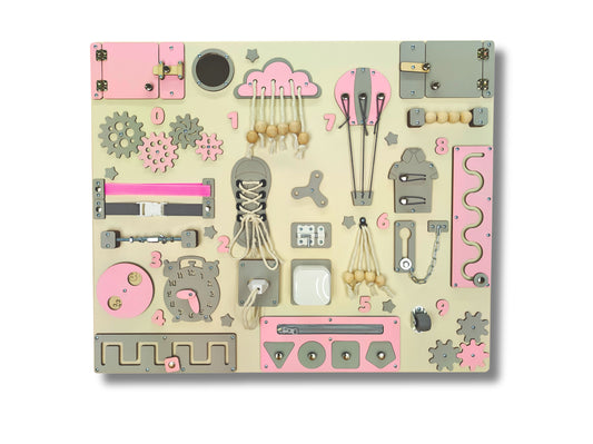 Rose Busy board Tableau d'activité Montessori 